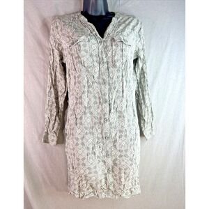 Sonoma Floral Button Up Top Tunic Dress Women's Pockets Geometric Cottage Size S